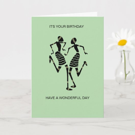 Carte Silhouette Art Africain, Joie Danse Anniversaire (Petite plante)