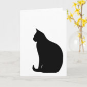 Carte Silhouette assise chat (Fleur jaune)
