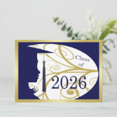 Carte silhouette bleu et or 2026 (Debout devant)