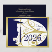 Carte silhouette bleu et or 2026 (Devant / Derrière)