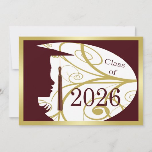 Carte silhouette bordeaux et or 2026 (Devant)