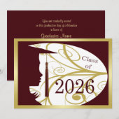Carte silhouette bordeaux et or 2026 (Devant / Derrière)