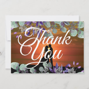 Carte Silhouette Coucher de soleil Élégant Mariage Typog