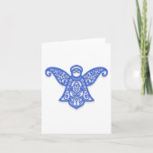 Carte Silhouette d'ange en filigrane bleu dentelle ornée (Devant)