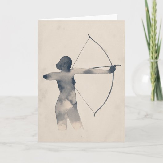 Carte Silhouette d'aquarelle d'archère (Devant)