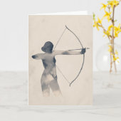 Carte Silhouette d'aquarelle d'archère (Fleur jaune)