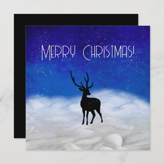 Carte Silhouette de cerfs dans la nuit de Noël (Devant / Derrière)