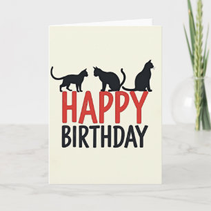 Carte silhouette de chat joyeux anniversaire