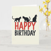 Carte silhouette de chat joyeux anniversaire (Fleur jaune)