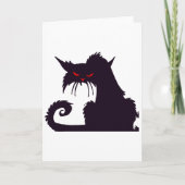 Carte Silhouette de chat noir maléfique aux yeux rouges (Devant)
