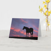 Carte Silhouetté de cheval à gorge profonde au lever du (Fleur jaune)