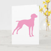 Carte Silhouette de chien de Vizsla (rose) (Fleur jaune)