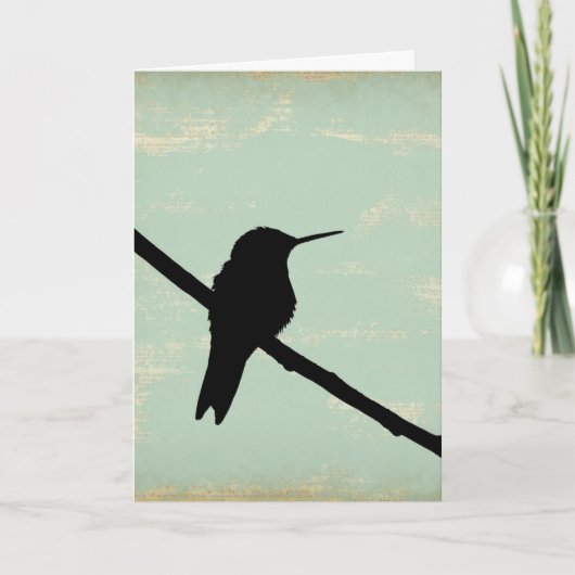 Carte Silhouette de colibri sur Arrière - plan Blue Grun (Devant)