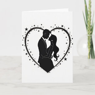 Carte silhouette de couple romantique simple