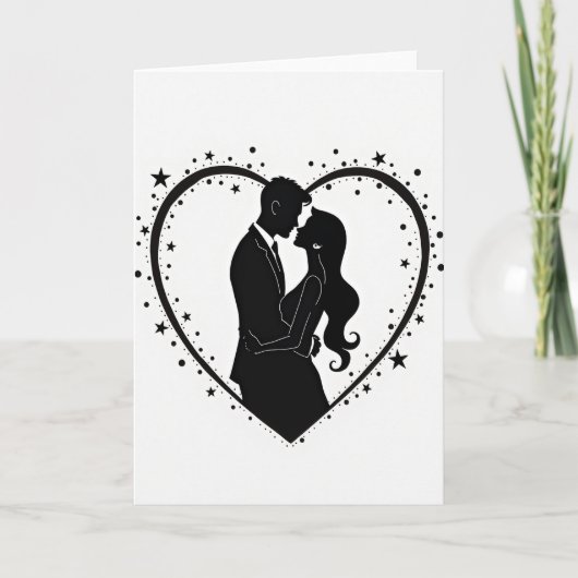 Carte silhouette de couple romantique simple (Devant)