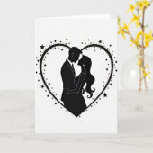 Carte silhouette de couple romantique simple (Fleur jaune)