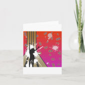 Carte Silhouette de danse rétro avec éclaboussures de pe (Devant)