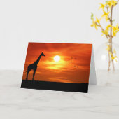 Carte Silhouette de girafe au coucher du soleil (Fleur jaune)