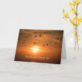 Carte silhouette de goéland au coucher du soleil (Fleur jaune)