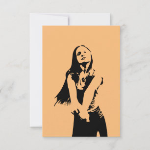 Carte Silhouette de la fille dansante noire et orange