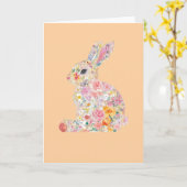 Carte Silhouette de lapin floral (Fleur jaune)
