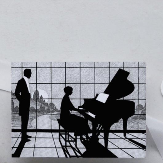 Carte Silhouette de Piano Style Art Déco | Noir et Blanc
