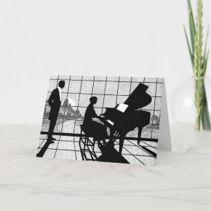 Carte Silhouette de Piano Style Art Déco   Noir et Blanc