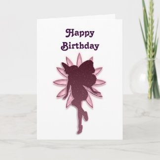 Carte Silhouette de Red Fairy and Pink Flower