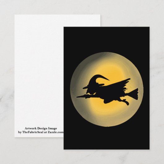 Carte Silhouette de sorcière méchante volante (Devant / Derrière)