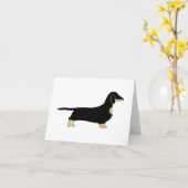 Carte silhouette de teckel noir et feu (Fleur jaune)