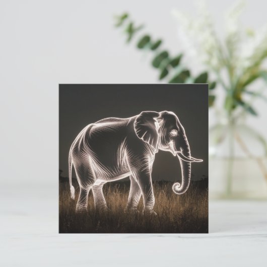 Carte Silhouette d'éléphant lumineux (Debout devant)