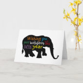 Carte Silhouette d'éléphant - Toute couleur - (Fleur jaune)