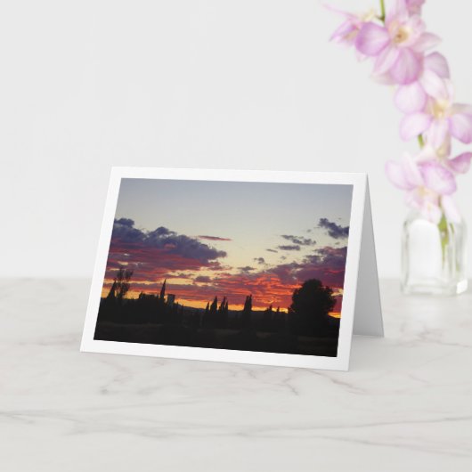 Carte Silhouette des arbres Coucher du soleil (Orchidée)