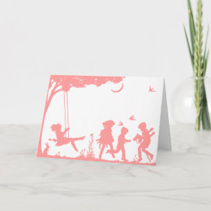 Carte Silhouette des enfants jouant l'anniversaire