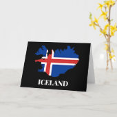 Carte Silhouette d'Islande, drapeau, (Fleur jaune)