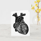 Carte Silhouette du coeur noir Anatomie humaine Art (Fleur jaune)