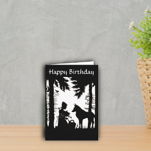 Carte Silhouette du Petit Chaperon Rouge Loup Bois Anniv