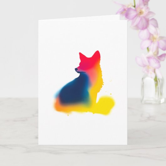 Carte Silhouette Fox Peinture Spray colorée (Orchidée)