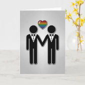 Carte Silhouette Gay Groom avec Rainbow Heart (Fleur jaune)