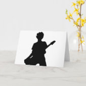 Carte Silhouette guitariste - B&W (Fleur jaune)