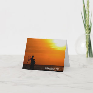 Carte Silhouette homme et fils au coucher du soleil