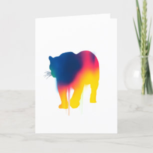 Carte Silhouette Leopard Peinture Spray Colorée