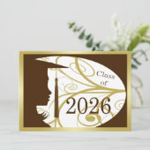 Carte silhouette marron et or 2026 (Debout devant)