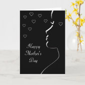 Carte Silhouette moderne en Fête des Mères Noire & Blanc (Fleur jaune)