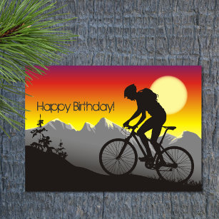 Carte Silhouette Mountain Bike Joyeux anniversaire