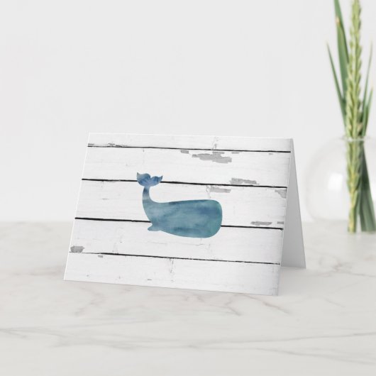 Carte Silhouette nautique Shiplap de baleine rustique (Devant)