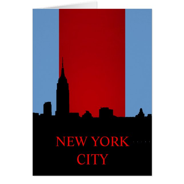 Carte Silhouette New York Rouge bleu (Devant)