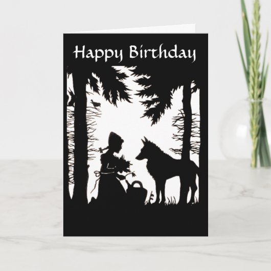 Carte Silhouette Red Riding Hood Wolf Woods Anniversaire (Devant)