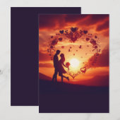 Carte Silhouette Romantique Couple Contre Un Beau Soleil (Devant / Derrière)