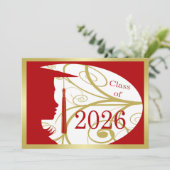 Carte silhouette rouge et or 2026 (Debout devant)